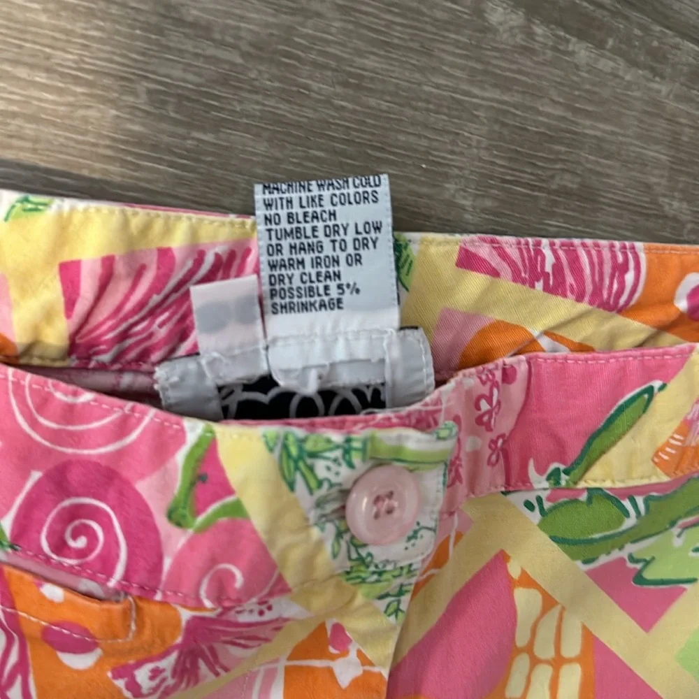 Lilly Pulitzer Sz 4 Vintage Patchwork Print Colorful‎ Casual Elegant Crop Pants - Picture 9 of 9
